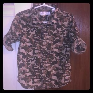 Boys short sleeve camo button down